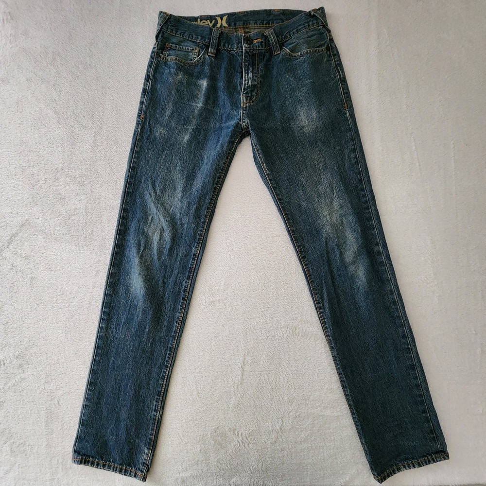 Hurley Jeans Mens 30 Blue Denim Straight Leg W30 L31 Skater Surf Grunge Indie